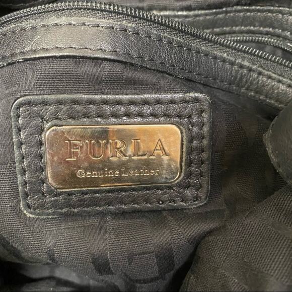 FURLA Drawstring Leather Hobo Black Bag - Picture 5 of 9